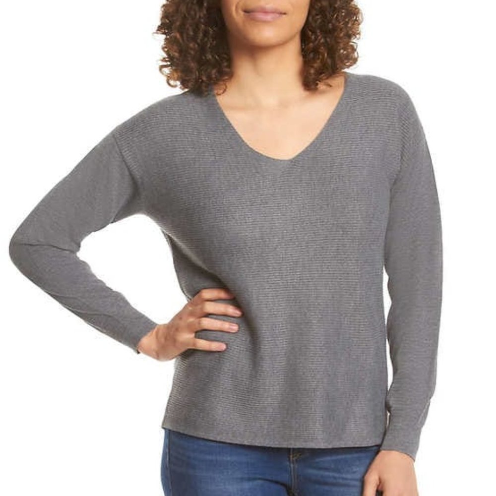 New Ella Moss Ladies' Ribbed V-Neck Sweater